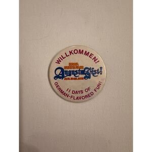 Vintage Willkommen Iowa State Fair August Fest 1985 Button 2.5"